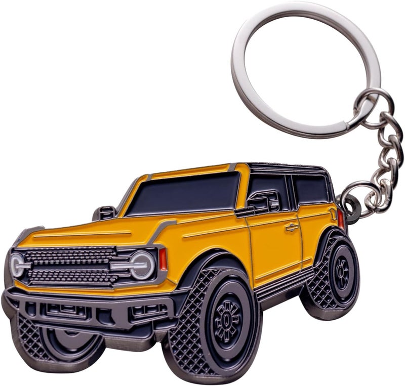 SINLAKUA for Bronco Keychain 4 door key chain Fob Cover Cool Mods Key Chain Sport Accessories compatible with Ford Bronco 2021 2022 2023(Cyber Orange) - Image 1